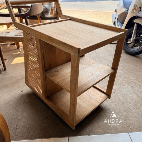 Troli Rotan Minimalis Modern Kayu Jati