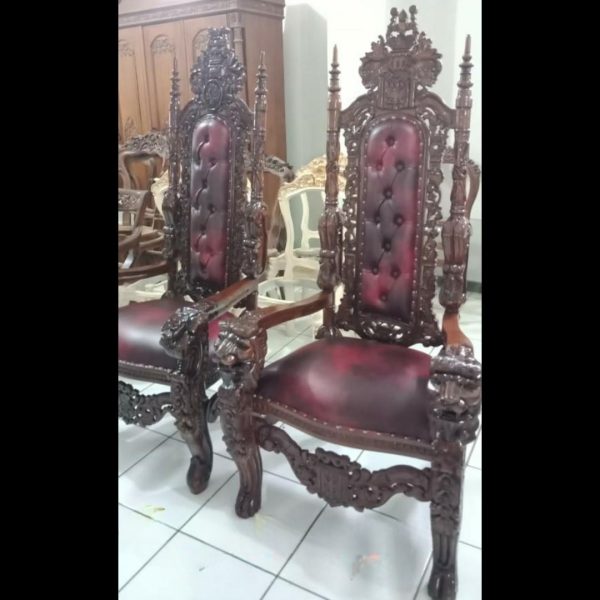 kursi raja kayu jati ukiran singa, bahan kayu jati 4 kursi raja kayu jati ukiran singa, bahan kayu jati