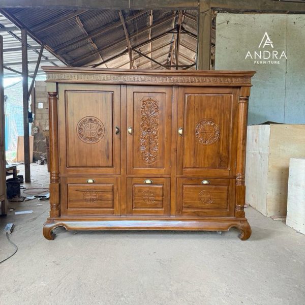 Buffet Tinggi Kayu Jati Model Hongkong Partisi Elegan Mewah Berkarakter 4 Buffet Tinggi Kayu Jati Model Hongkong Partisi Elegan Mewah Berkarakter