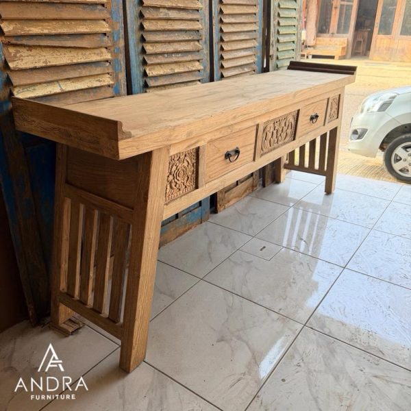 Console Table Kayu Jati Lawasan Natural Rustic