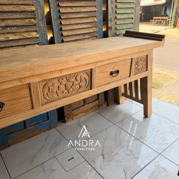 Console Table Kayu Jati Lawasan Natural Rustic