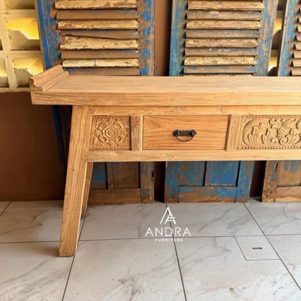 Console Table Kayu Jati Lawasan Natural Rustic
