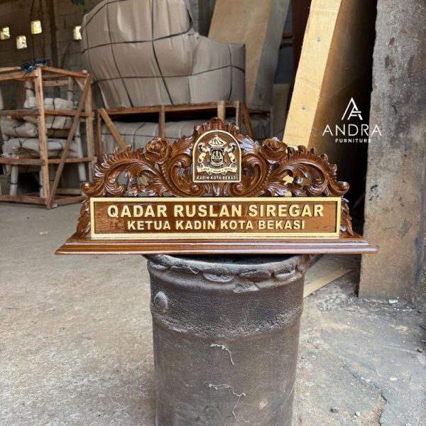 Papan Nama Ukir Kayu Jati Premium Andra Furniture