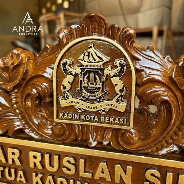 Papan Nama Ukir Kayu Jati Premium Andra Furniture