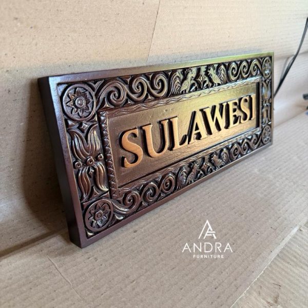 Papan Nama Ukir Kayu Jati bisa Custom Nama dan Ukuran