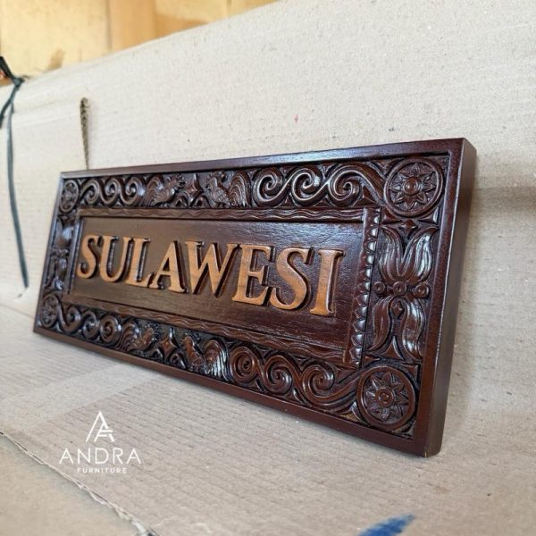 Papan Nama Ukir Kayu Jati bisa Custom Nama dan Ukuran