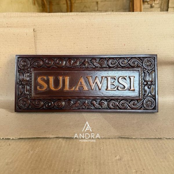 Papan Nama Ukir Kayu Jati bisa Custom Nama dan Ukuran