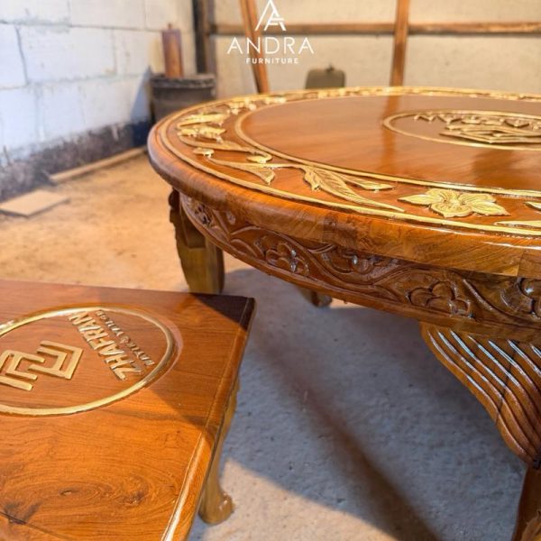 Set Meja Lesehan Batik Kayu Jati Eksklusif dan Ergonomis
