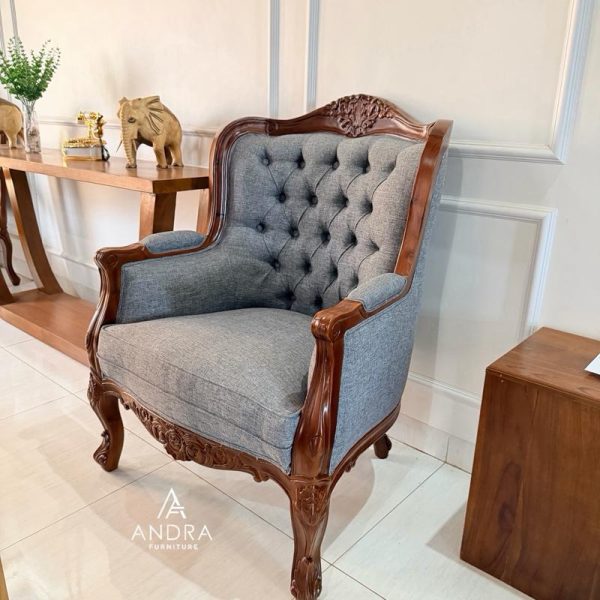 Sofa Single Seater Ukir Klasik Mewah Mahogany Wood 1 Sofa Single Seater Ukir Klasik Mewah Mahogany Wood
